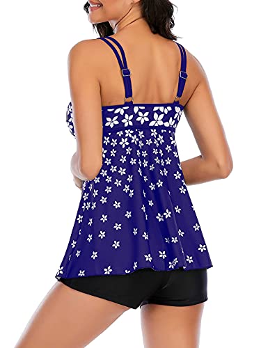 Image of Bathing Suits for Women High Waisted Swimsuits Tummy Control Two Piece Tankini Ruffled Top with Swim Bottom Bathing Suits