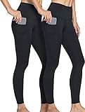 ATHLIO Women's Thermal Yoga Pants, High Waist Warm Fleece Lined Leggings, Winter Workout Running Tights, Thermal Pocket(ylp98) - Black/Black, Large