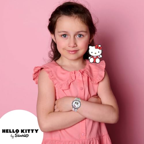 Sanrio Hello Kitty Kids Flashing LCD Watch – Pink Cityscape Strap, Decorative Bezel, Digital Display, Light-Up Feature, Adjustable Fit, Adorable Design, Great Gift for Girls – Fits Wrists 5.5” to 8”4