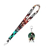 TJIUSI Anime Lanyard Tanjiro Lanyard with Tanjiro icon Keychain cool Tanjiro Lanyard demon cartoon lanyard Cute Anime Merch Party Supplies for Women Men Teens Gifts