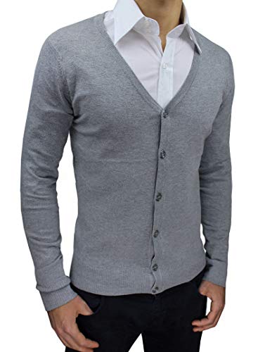 Pull homme boutonné cintré Evoga cardigan ajusté anti-froid confortable