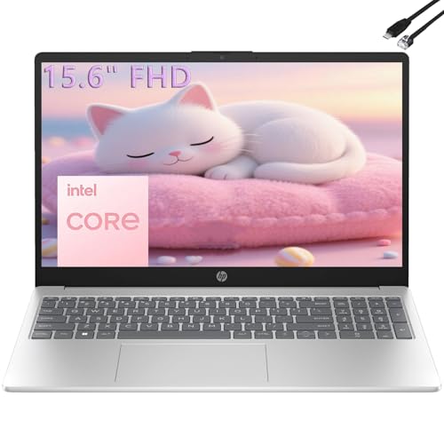 HP 15.6' FHD Laptop 2026 Edition with Copilot AI, 16GB RAM, 512GB SSD, Intel Processor, Long Battery Life, Lightweight 3.64 lbs, Microsoft 365, Windows 11 for Students & Office, Type-RJ45 Cable