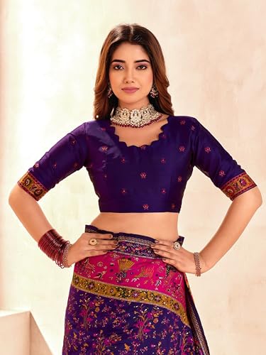 Image of Pandadi Saree Pashmina Silk Kashmiri Weaving Pallu Saree With Unstitched Blouse Piece