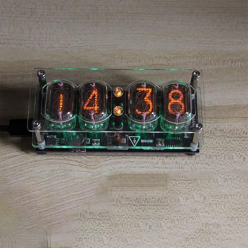 IN-12 Nixie Tube Digital Clock with 225 Color Light Display for and Date, DC 5V, High- Chip, Power-Off Memory, Remote Control,(Without Tubes)