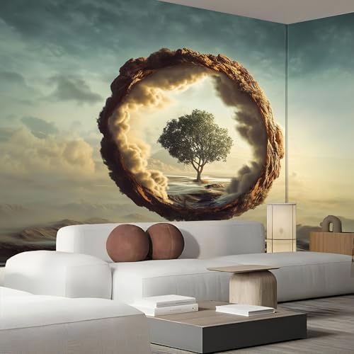 Mural de pared efecto seda mar de nubes con acabado bronceado elegante 3