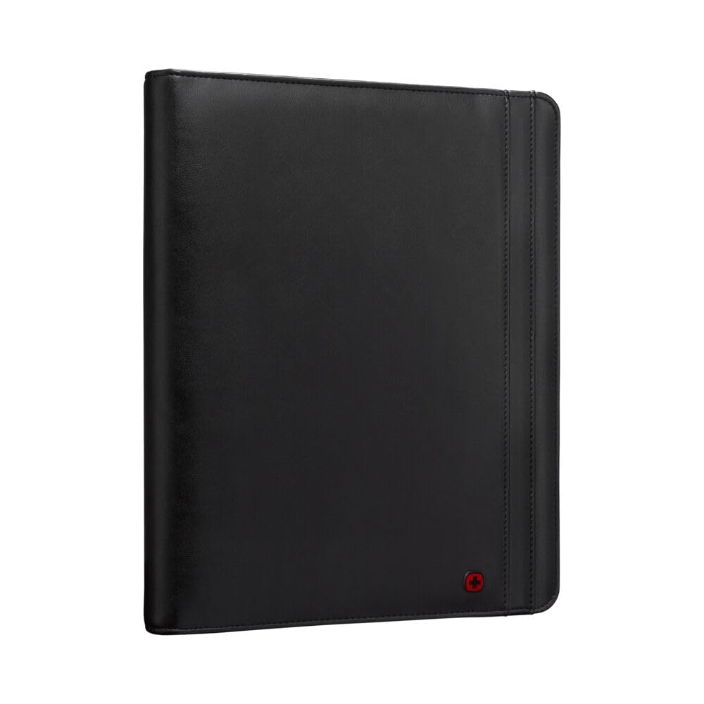 WENGER Venture Schreibmappe mit Tragegriff, Padfolio mit Business-Organizer, 10 Zoll Tabletfach, Polyester/Vinyl, A4-Notizbuch, Damen Herren, Schwarz, 611710