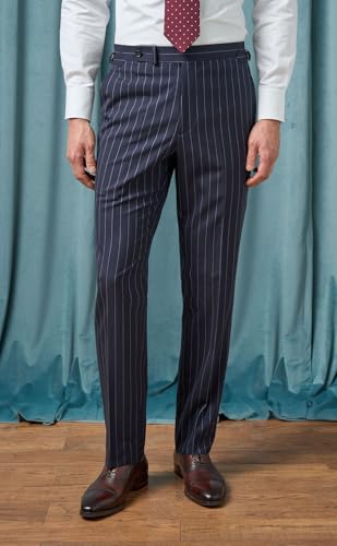 VENNYNG Men's Formal Stripe Dress Pants Adjustable Drawstring Waist Trousers Straight Leg Business Casual Office3
