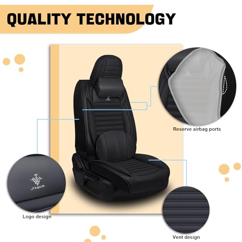 Image of Car Seat Cover for Chevy Equinox 2005-2026 Full Coverage Nappa Leather Car Seat Protector, Fashion Anti-Slip Waterproof Breathable Easy to Install, Auto Interior Accessories(Front Seat,Black&Black)