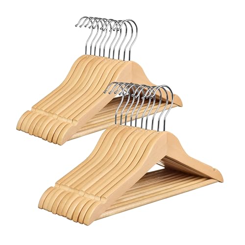 OGIVO Kleiderbügel Kinder Holz 20er Set Kinder Bügel aus Holz 32 cm Holzkleiderbügel 360 drehbarer Haken - Kleiderbügel für Babys und Kleinkinder (Natur)