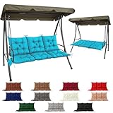 NACATIN 3 Seat Cushion for Outdoor Swing - 60x40 inches, 4' Thick Porch Swing Cushions with Ties and Storage Bag, Waterproof Bench Cushions for Patio, Outdoor, Backyard and Garden (Peacock Blue)