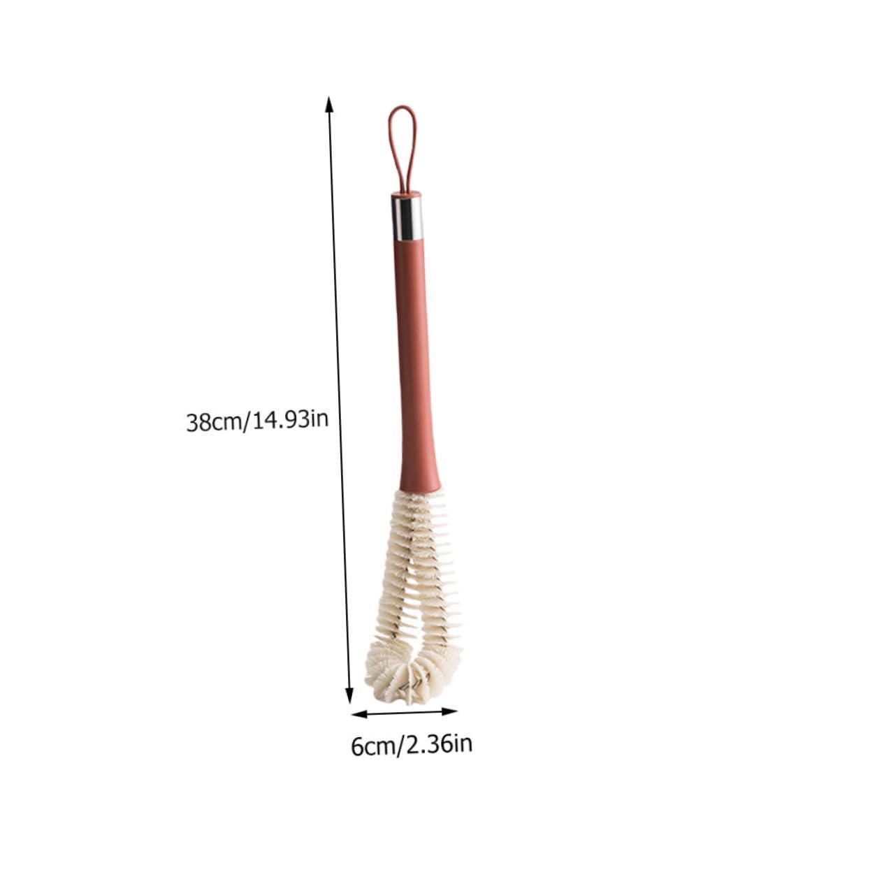 IWOWHERO Practical Cup Brush Long Handle Red Cup Cleaning Brush Silicone Handle