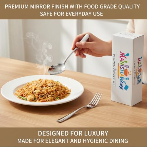 Image of Classic Silver 12 Pcs Stainless Steel Cutlery Set for Dining Table, Dishwasher Safe Glossy Flatware