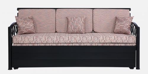 Image of 3 Seater Metal Sofa Cum Bed with Hydraulic Storage | Sofa Set for Living Room, Bedroom, Guest Room| Single Size Convertible Sofa Bed | Comfortable Seating Sofa Multi & Black