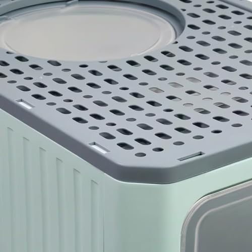 Image of Foldable Covered Cat Litter Box with Anti-Spill Tray | Easy Cleaning | Spacious Design | Top and Side Openings | Color May Vary