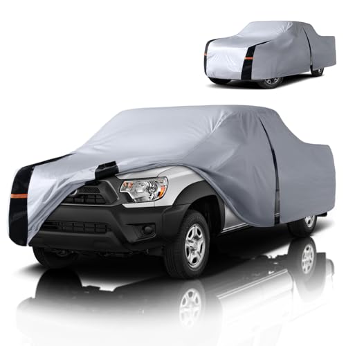 Image of Multi-Layer Toyota Tacoma Truck Cover, Custom fit Tacoma 1995-2026 Xtra /Access /Double Cab SB(5'-6.125')Car Cover Waterproof All Weather, Full Exterior Cover Rain Wind and UV Protector With Door Zipper