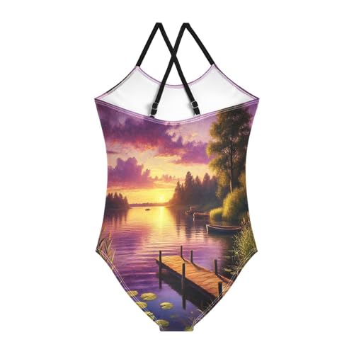 Wooden Bridge Lake Girls Swimsuit Bathing Suit Swimwear Swimsuits Summer Beach One Piece2