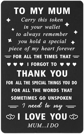 ENGZHI Mum Wallet Card - Thank You Mum I Love You - Mummy Birthday Card from Daughter Son, Mum Mothers Day Card, Christmas Gifts