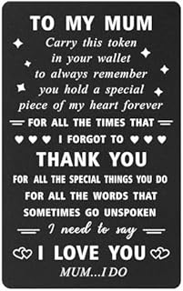 ENGZHI Mum Wallet Card - Thank You Mum I Love You - Mummy Birthday Card from Daughter Son, Mum Mothers Day Card, Christmas Gifts