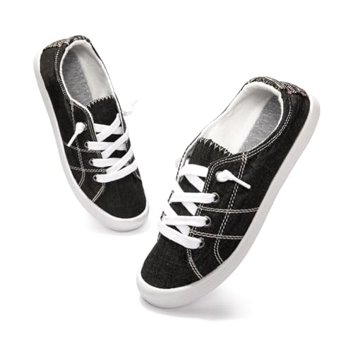 Image of Womens Slip On Shoes, Canvas Low Top Sneakers, Casual Classic Flat Shoes | Comfort Fashion Sneaker with Non Slip Rubber Outsole, Lightweight Tennis Shoes for Walking, Shopping, Picnic, Travel