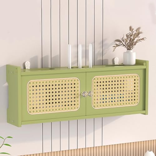 WiFi Wireless Router Storage Box - Wall Mount Cabinet, Rattan Shelf nizer for Electl Cables, Modems, and Clutter-Free Space Solutions