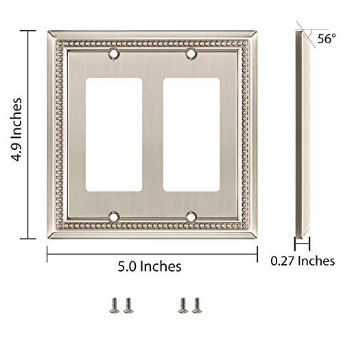 Image of Sunken Pearls Heavy Duty Decorative Wall Plate Switch Plate Outlet Cover (Double Decorator, Satin Nickel)