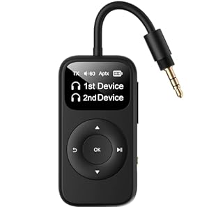 SoundSync Pro Bluetooth Transmitter & Receiver for Airplane, Easy Setup Bluetooth Audio Transceiver for 2 BT Devices, Volume Control, RCA for TV