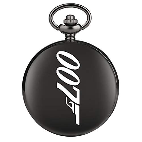 Langlebige schwarze Quarz-Taschenuhr für Herren, exquisite arabische Ziffern, Zifferblatt Taschenuhren für Damen, charmantes 007 Muster Anhänger Uhr für Vater Cover
