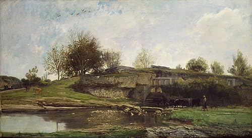 Affiches et gravures l'Étang d'Optevoz Daubigny décoration salon chic atmosphère nature