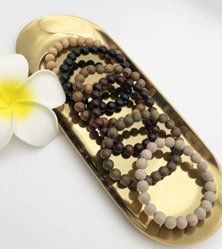 Bomail 12Pcs Wooden Stone Bead Bracelet For Women Men Lava Rock Tiger Eye Semi-Precious Gemstone Healing Crystal Beaded Bracelet Set Wood Stone Prayer Beads Elastic Stretch Bracelet #TOP6