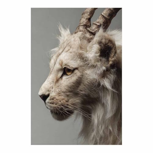 Créature mythique poster sur toile pour salon moderne design animalier beige élégant 70x100cm