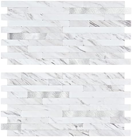 Midcard 20 Sheet Peel and Stick Backsplash, White Marble PVC Wall...