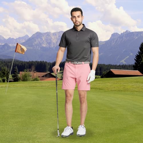 M MAELREG Golf Polo Shirts for Men Short Sleeve Quick Dry Fit Texture Sports Casual Collared Men's Golf Shirts Black — view 2