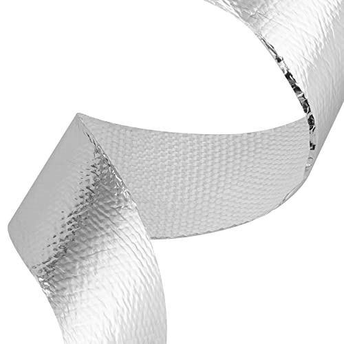 JEUIHAU 2 PCS 2 Inchx50 Feet Exhaust Heat Wrap Roll, Exhaust Heat Header Wrap with 20 Stainless Ties, Silver Fiberglass Pipe Wrap Exhaust Heat Shield Tape for Car, Motorcycle Exhaust Manifold Pipes - Thumbnail 3
