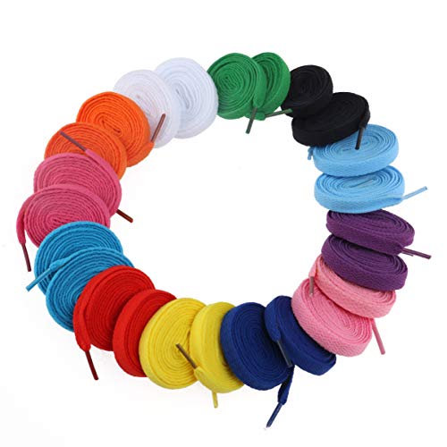 DECHOUS Lot de 12 paires de lacets plats de rechange simples pour chaussures de sport, bottes, baskets, patins, fournitures d'extérieur (couleurs mélangées) Cover