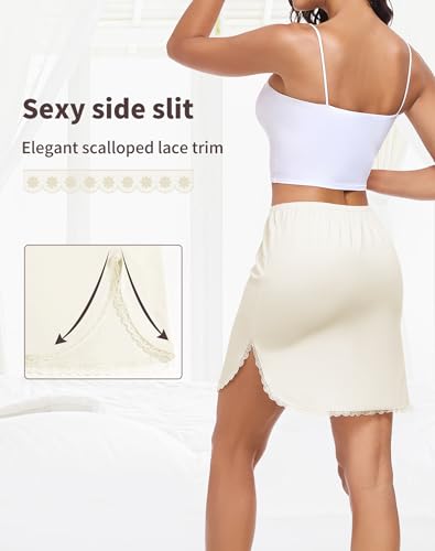 Image of Half Slips for Women Underskirt Short Mini Skirt with Floral Lace Trim