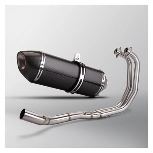 バイクマフラー R25用 R3用 MT03用 2015-2024 51MMフロントリンクパイプ R77マフラー付き オートバイ排気フルシステム スリップオン エキゾーストパイプ(D carbon)