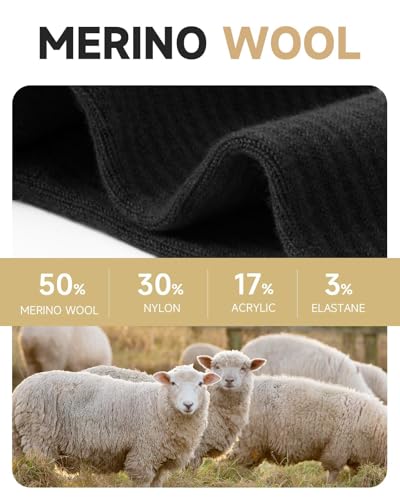 3 Pairs Merino Wool Walking Socks for Men Women Cushioned Anti Blister Wicking Hiking Socks for Running, Work2