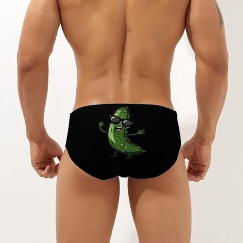 Pickle Dancing Cucumber Men's Swimsuit Brief Quick Dry Bikini Swimwear Bathing Suit Beach Swimming Trunks4