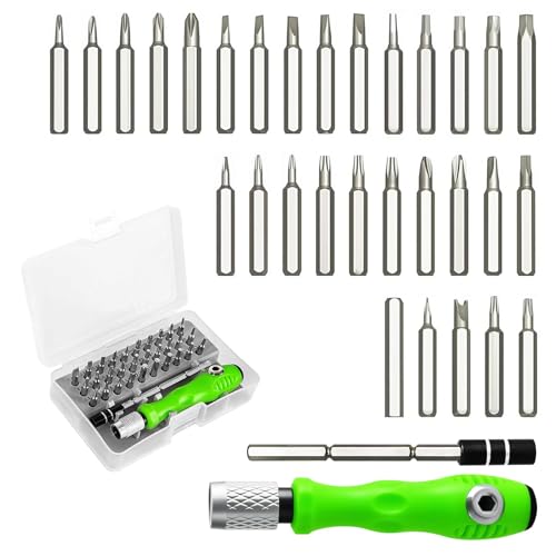 HASLED Juego Destornilladores 32 en 1 con Puntas Precisión - Acero Cromo Vanadio - Para Reparación Smartphones, Electrónica, Montaje Muebles