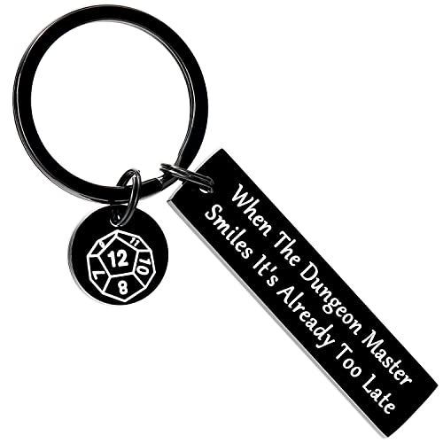 HUTIMY DND Merchandise - Llavero de regalo para hombres, artículos de D&D, llavero de Dungeon Master, joyería de mazmorras y dragones, acero inoxidable, mediano