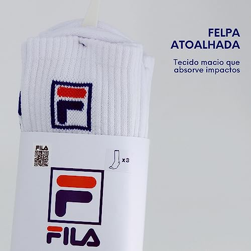 Kit 06 Pares Meia Fila Cano Longo Esportiva Fbox Sola Atoalhada Algodão Unissex Lifestyle Adulto (as