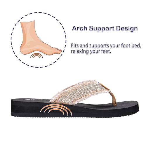 Ampeo Women's Arch Support Flip Flops Comfortable Casual Summer Beach Thong Sandals