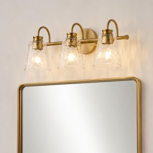 Goorinn 3-Light Bathroom Vanity Light, Vintage Wall Sconce with Crystal Petal Clear Glass Shades, Capable of Over Mirror Lighting - E26 Base (Bulbs Not Included) by Goorinn - Used condition - Image 8