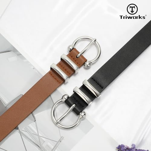 2 Pack Women Leather Belt for Jeans Pants Fashion Ladies PU Leather Dress belt2