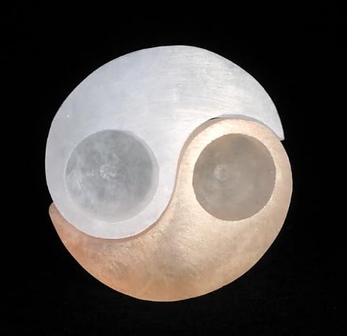 Selenite Stone Yin Yang Tea Light Holder
