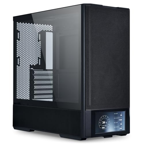 Lian Li LANCOOL 207 Digital Gaming PC Gehäuse ATX Schwarz - Midi Tower mit LCD-Bildschirm, Grafikkarten bis 375 mm, Radiator bis zu 360 mm