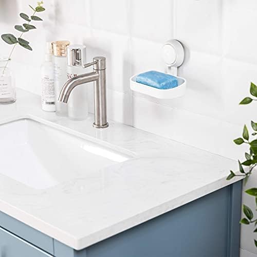 Soap Holder Suction Cup NO-Drilling & Removable Suction Cup Soap Dish Holder Wall Mounted Max Hold 5kg Wall Soap Dish Waterproof Oilproof for Shower Bathroom & Kitchen Bath Soap Dish White in Plastic