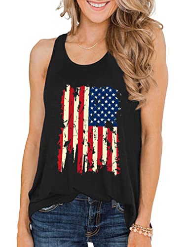 American Flag Shirt For Women 4Th Of July Tank Tops Patriotic Tshirt Usa Flag Stars Stripes Sleeveless #TOP2