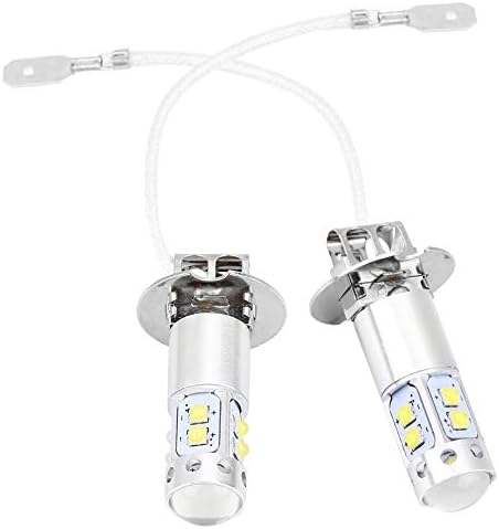 H3 Fog Light Bulb, 2 Pcs Car 50W 6000K-6500K Super Bright Conversion LED Fog Light Bulb, White Light