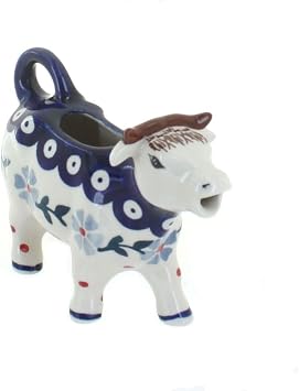 Blue Rose Polish Pottery - Blue Violet Cow Creamer - 5 oz Capacity - Ceramic Cream Pitcher in Cow Shape